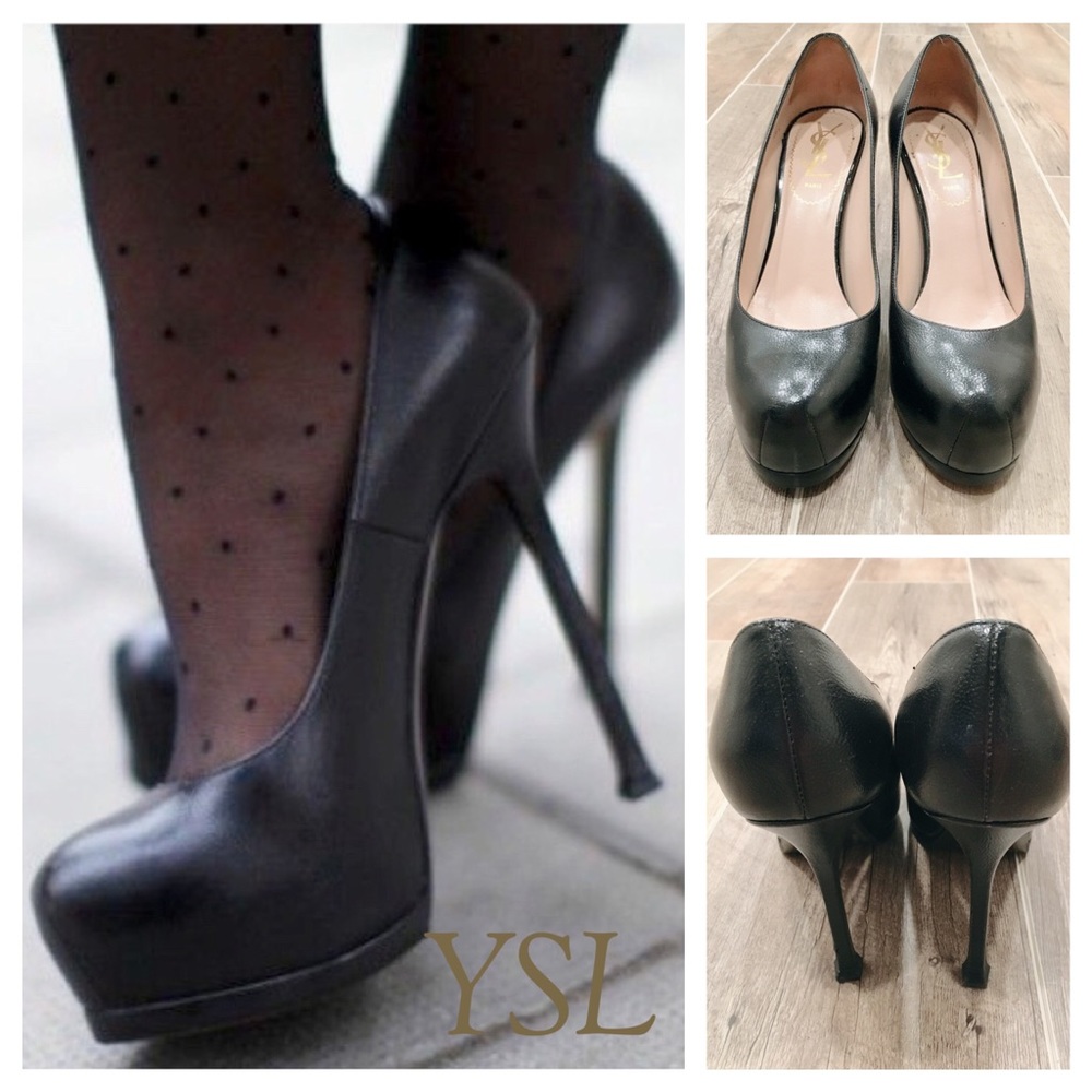 YSL Tribtoo 105 Black Pump Euro Size 35.5